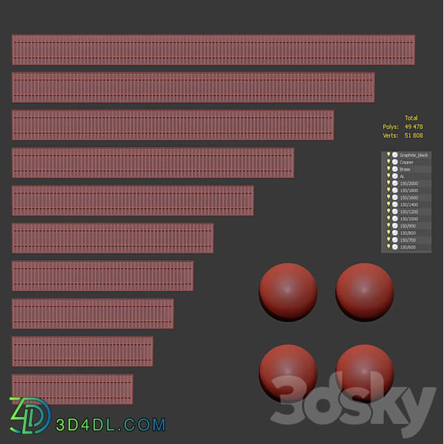 A set of water floor convectors. 600 2000mm. 4 colors 3D Models 3DSKY