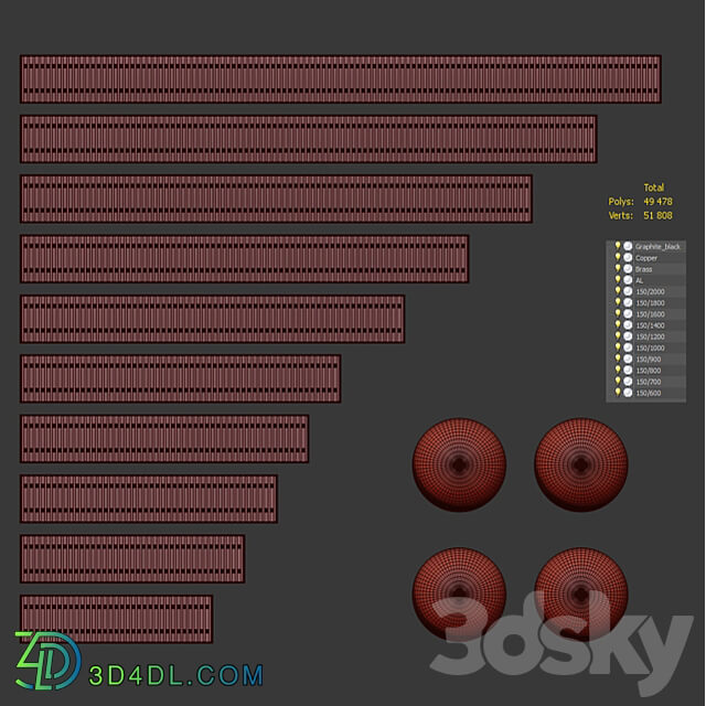 A set of water floor convectors. 600 2000mm. 4 colors 3D Models 3DSKY