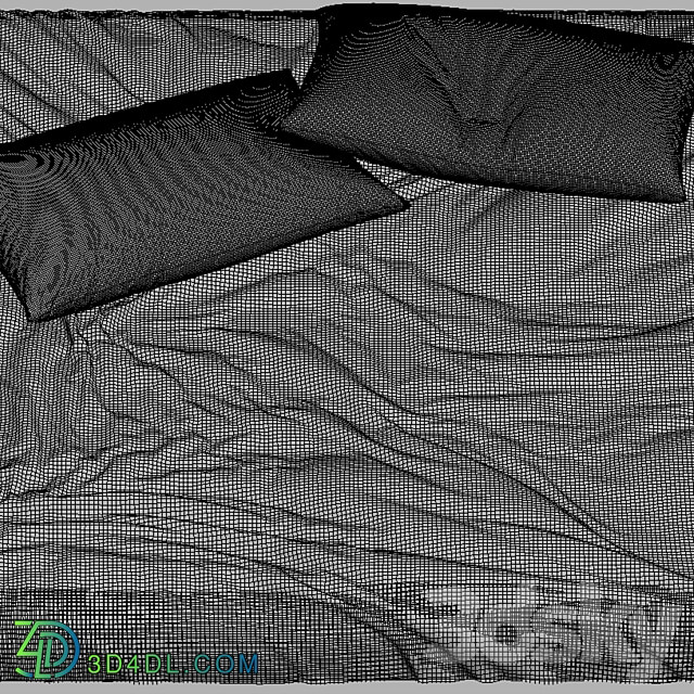Bed linen with pillows Bed 3D Models 3DSKY