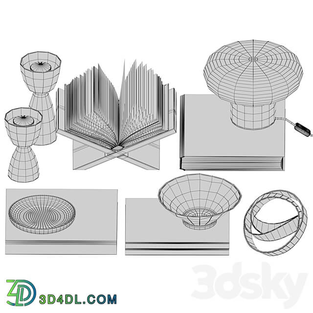 Coffee table decor set 032 3D Models