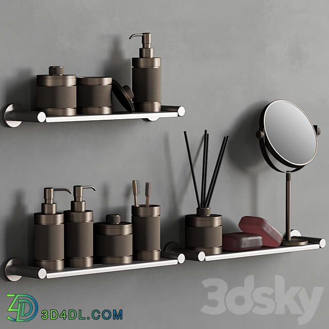 089 Bathroom decor set ACCESSORIES Bronze Matte 00 3D Models