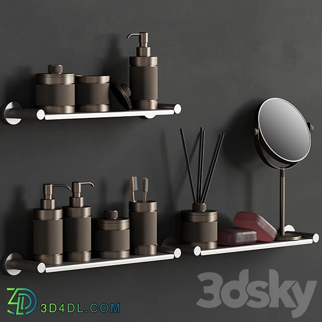 089 Bathroom decor set ACCESSORIES Bronze Matte 00 3D Models