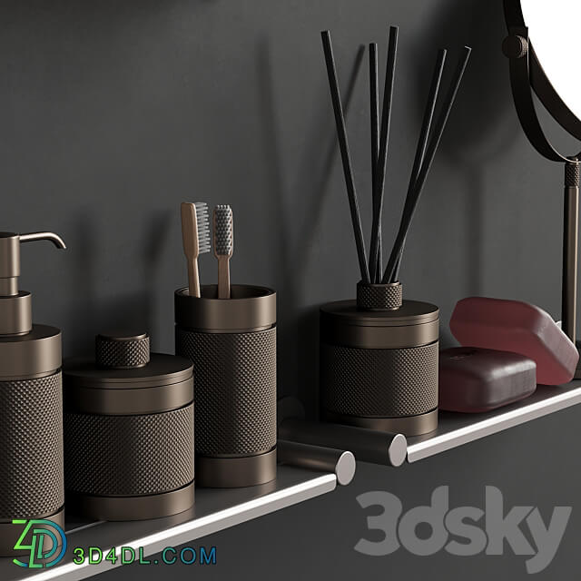 089 Bathroom decor set ACCESSORIES Bronze Matte 00 3D Models