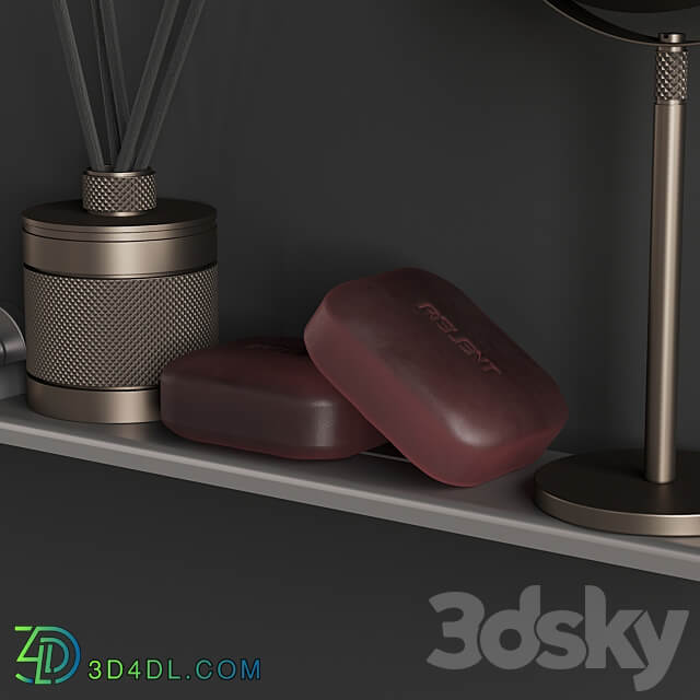 089 Bathroom decor set ACCESSORIES Bronze Matte 00 3D Models