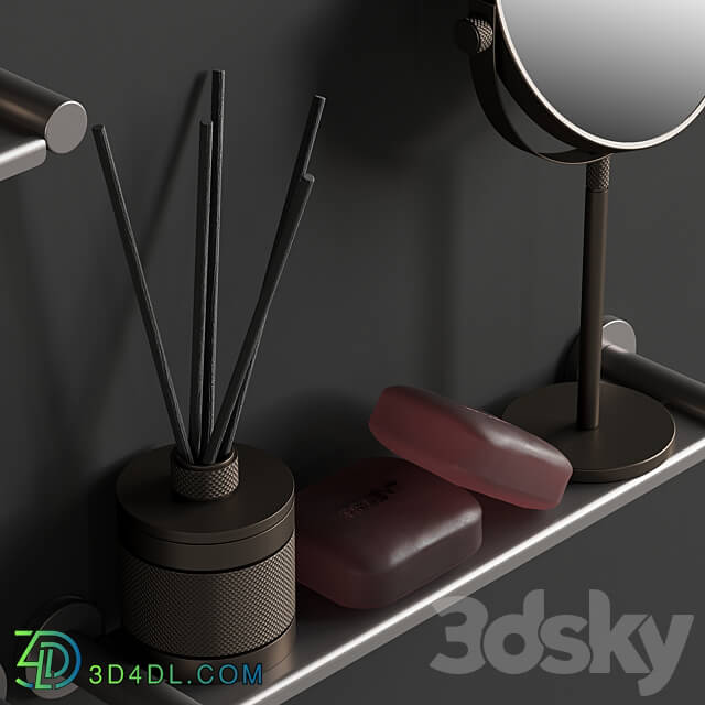 089 Bathroom decor set ACCESSORIES Bronze Matte 00 3D Models