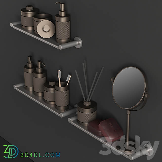 089 Bathroom decor set ACCESSORIES Bronze Matte 00 3D Models