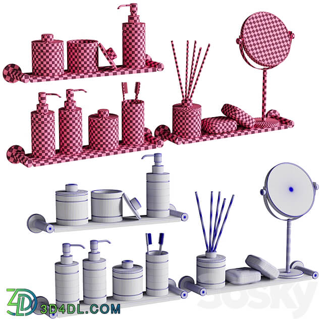 089 Bathroom decor set ACCESSORIES Bronze Matte 00 3D Models