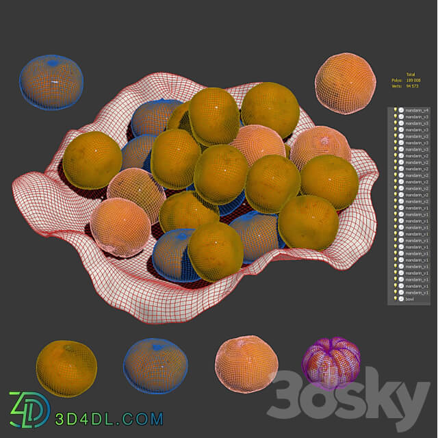Tangerines in a clay bowl 3D Models