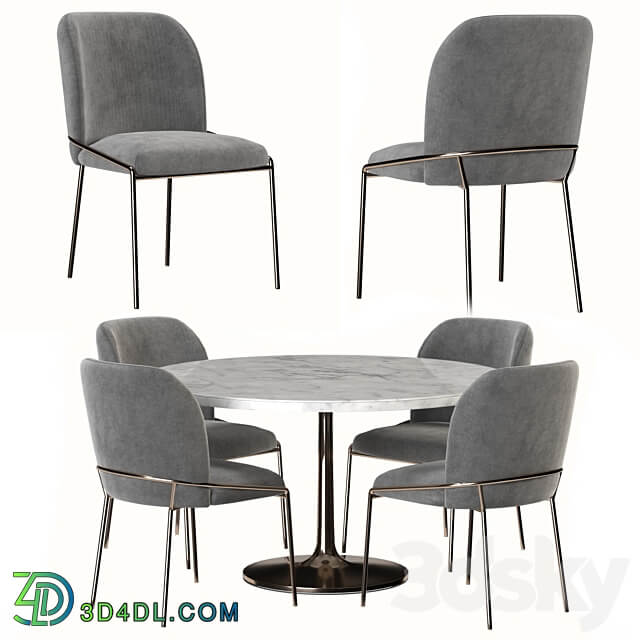 West elm Crate and Barrel dining set Table Chair 3D Models