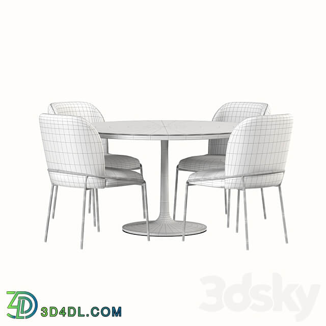 West elm Crate and Barrel dining set Table Chair 3D Models