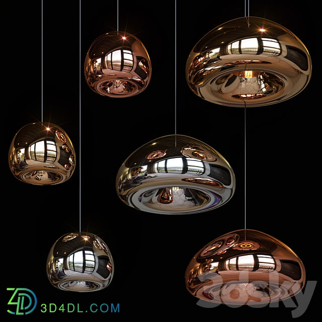 Pendant Lights Hollow Pendant Lamp big and little gold silver and copper Pendant light 3D Models