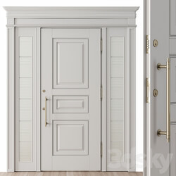 White and Glass Classic Front Door Set 38 3D Models 