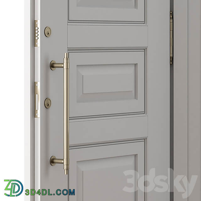White and Glass Classic Front Door Set 38 3D Models
