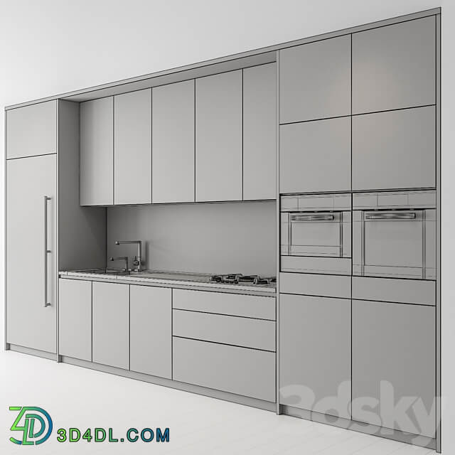 Kitchen Modern white and Wood Cabinets 81 Kitchen 3D Models