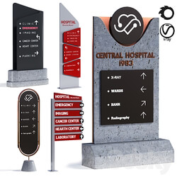 3d model of hospital information board for exterior Urban environment 3D Models 
