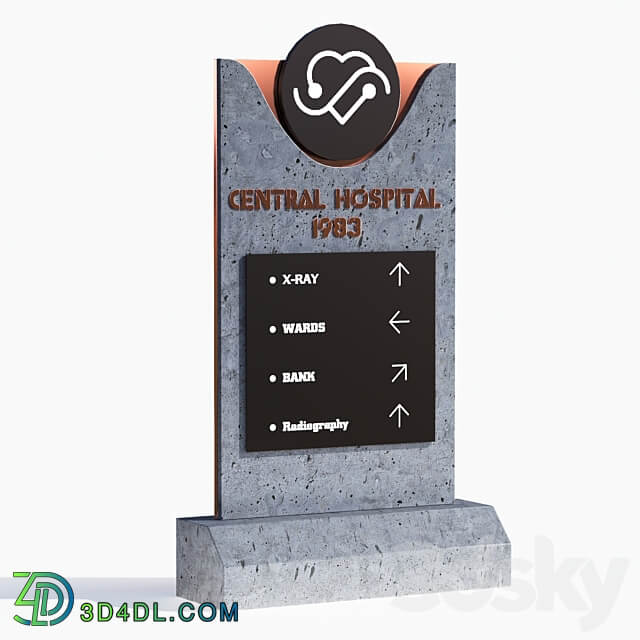 3d model of hospital information board for exterior Urban environment 3D Models