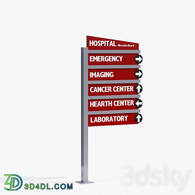 3d model of hospital information board for exterior Urban environment 3D Models