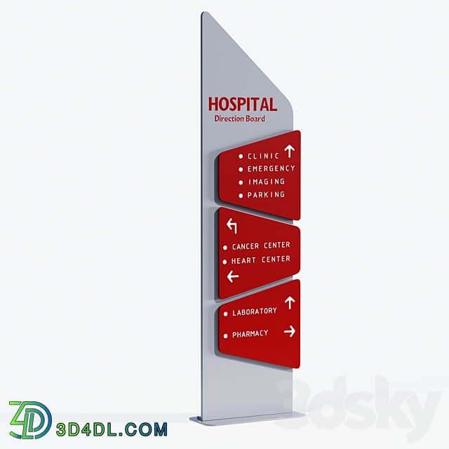 3d model of hospital information board for exterior Urban environment 3D Models