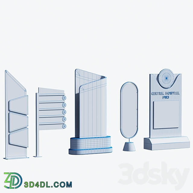 3d model of hospital information board for exterior Urban environment 3D Models