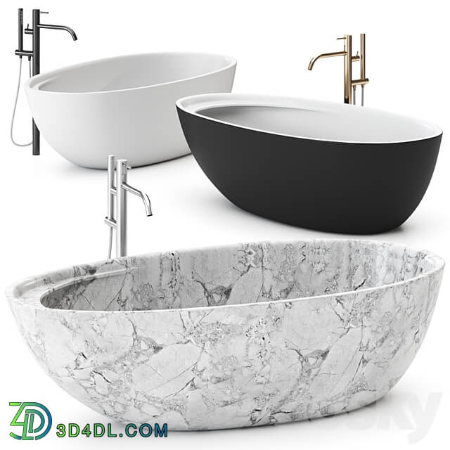 Eclipse Carrara Marble Bathtub by Antonio Lupi Design Washbasin 3D Models