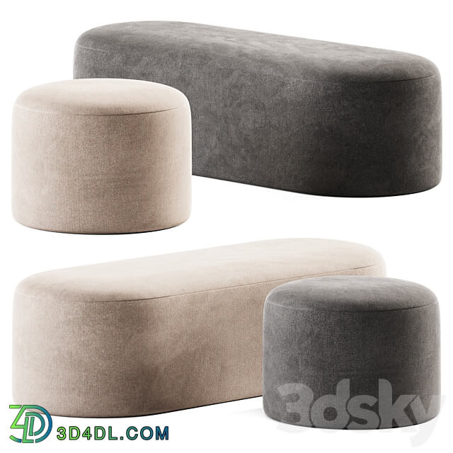 Proto Plus Halle Pouf and Bench 3D Models