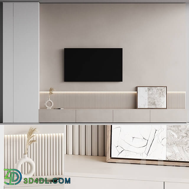 TV wall 02 3D Models