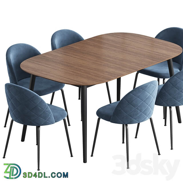 Kingston table stool Mystere Dining set Table Chair 3D Models