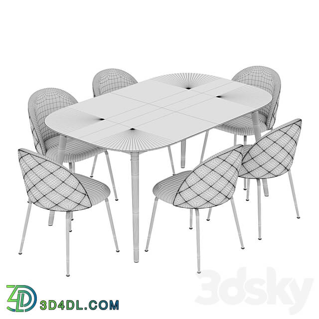 Kingston table stool Mystere Dining set Table Chair 3D Models
