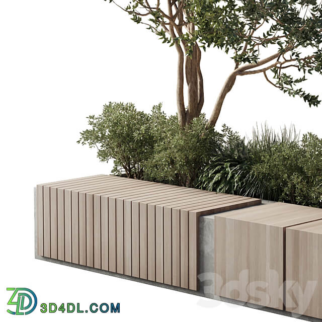 Urban Environment Urban Furniture Green Benches Plants tree grass 17 corona 3D Models