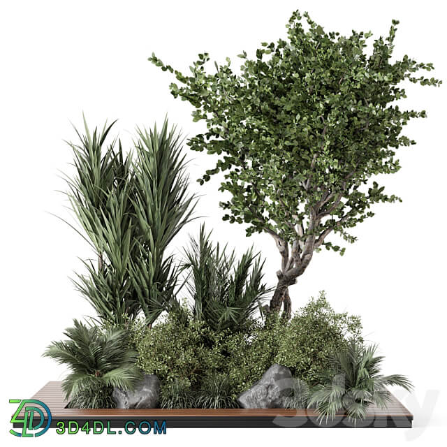 Outdoor Garden set bush and Tree Garden Set 499 3D Models