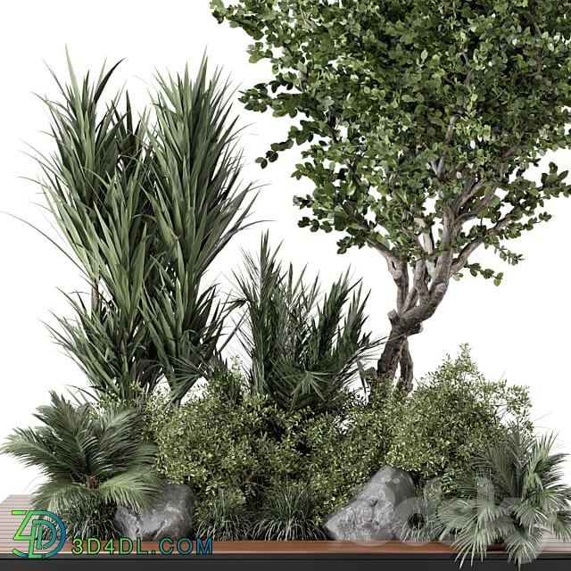 Outdoor Garden set bush and Tree Garden Set 499 3D Models