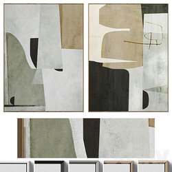 Large Mid Century Abstract Neutral Wall Art C 410 3D Models 