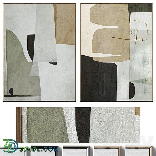 Large Mid Century Abstract Neutral Wall Art C 410 3D Models