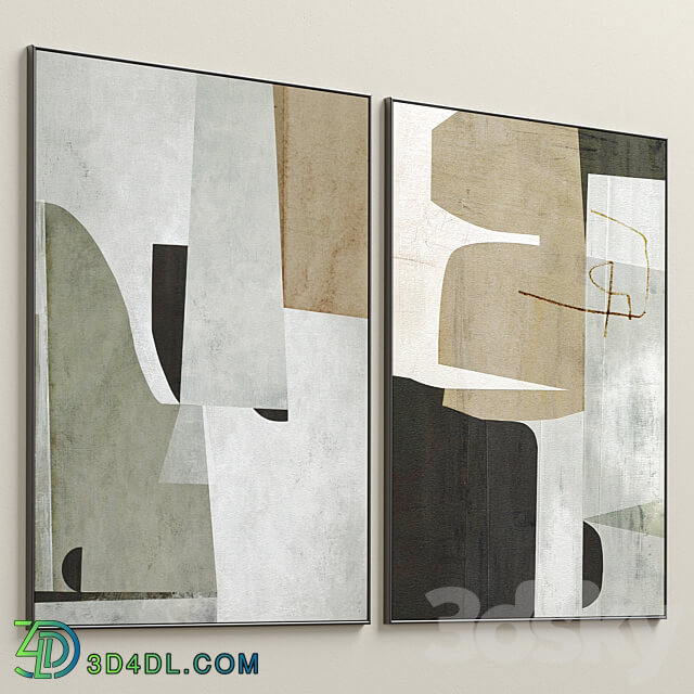 Large Mid Century Abstract Neutral Wall Art C 410 3D Models