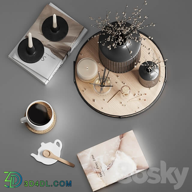 Decorative set 01 With Murmur candle and diffuser 3D Models