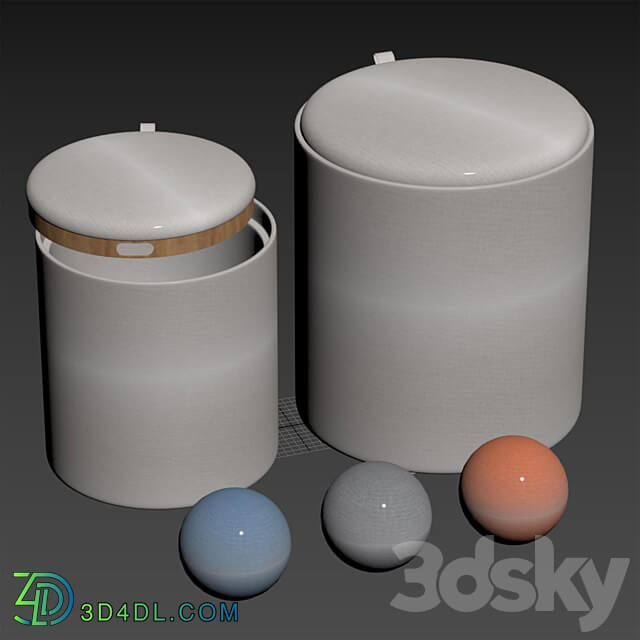 Tray Nesting Ottoman Set 3D Models