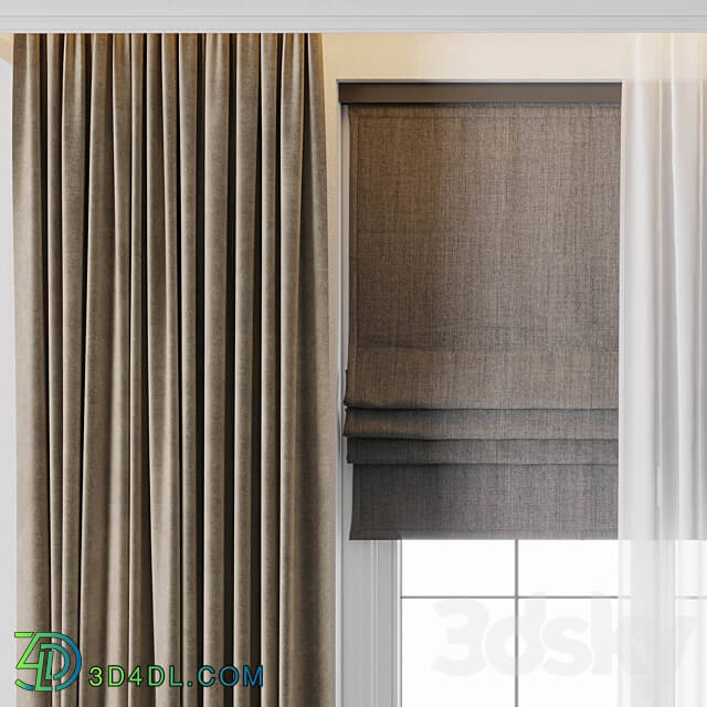 Hadi Curtain With Roman Blinds 56 3D Models