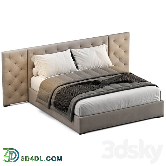 Modena Fabric Diamond Tufted Extended Bed Bed 3D Models