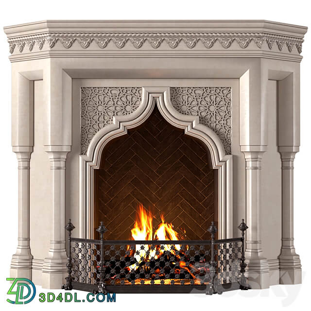 Fireplace in oriental style. Arabic classic fireplace.Arabic Fireplace.Oriental 3D Models