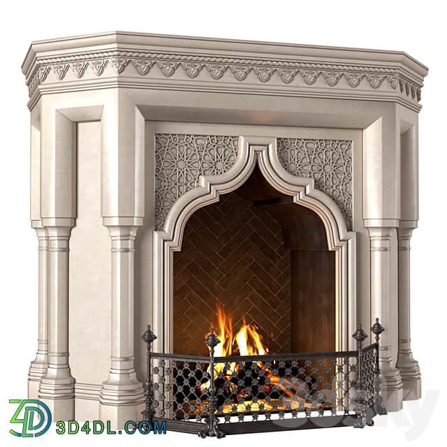 Fireplace in oriental style. Arabic classic fireplace.Arabic Fireplace.Oriental 3D Models