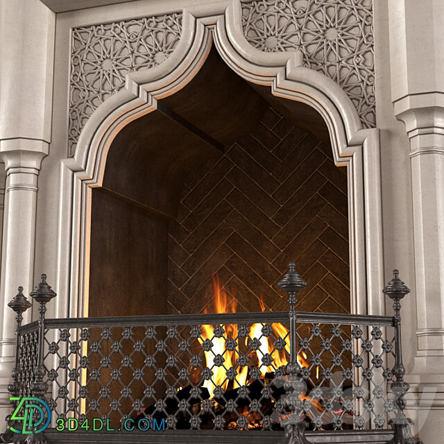 Fireplace in oriental style. Arabic classic fireplace.Arabic Fireplace.Oriental 3D Models