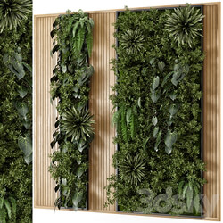Indoor Wall Vertical Garden in Wooden Base Set 536 Fitowall 3D Models 