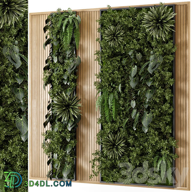 Indoor Wall Vertical Garden in Wooden Base Set 536 Fitowall 3D Models