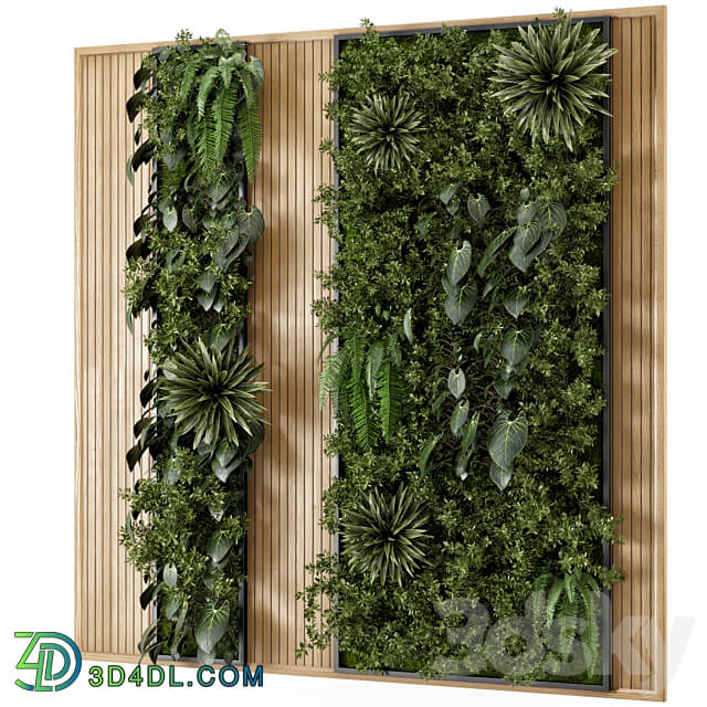 Indoor Wall Vertical Garden in Wooden Base Set 536 Fitowall 3D Models