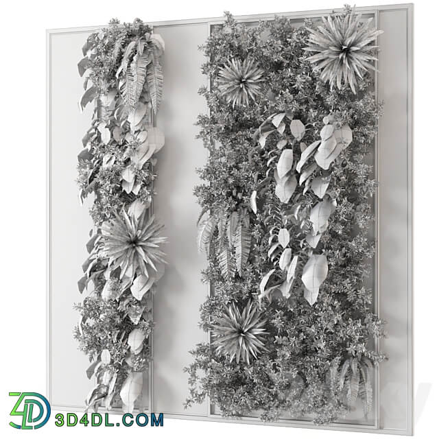 Indoor Wall Vertical Garden in Wooden Base Set 536 Fitowall 3D Models