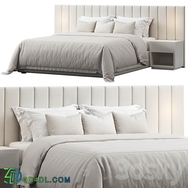 Striped Panel Headboard Bed Bed 3D Models