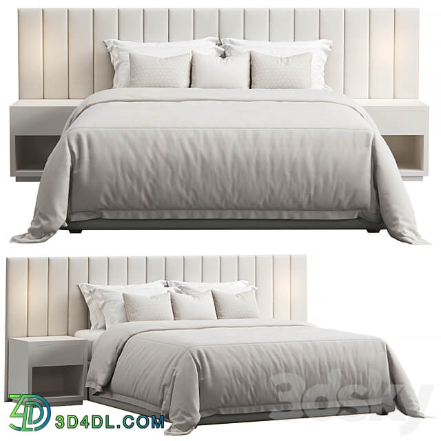 Striped Panel Headboard Bed Bed 3D Models