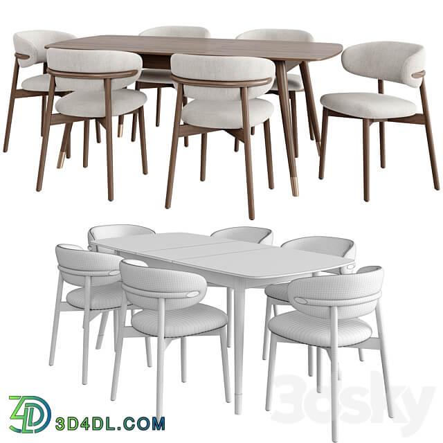 Dinning Set 47 Table Chair 3D Models