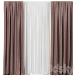 Curtains with tulle 3D Models 