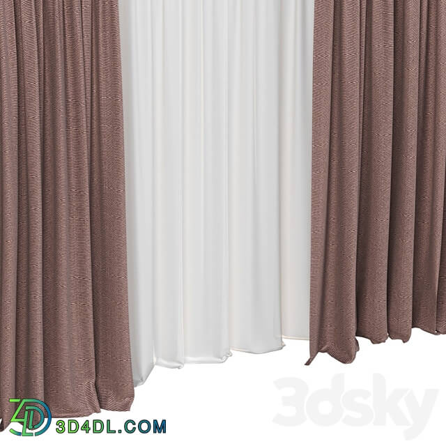 Curtains with tulle 3D Models